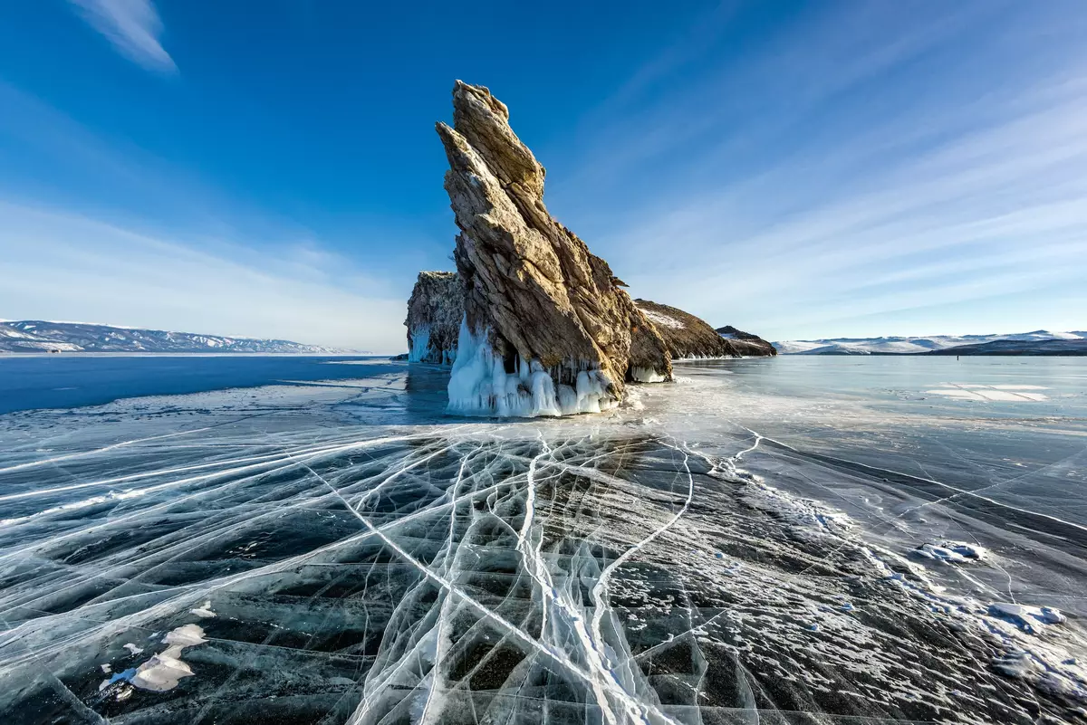 Frozen Baikal lake