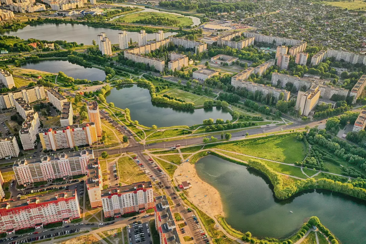 One of the Gomel city region with lakes and zone for the rest, swim, play