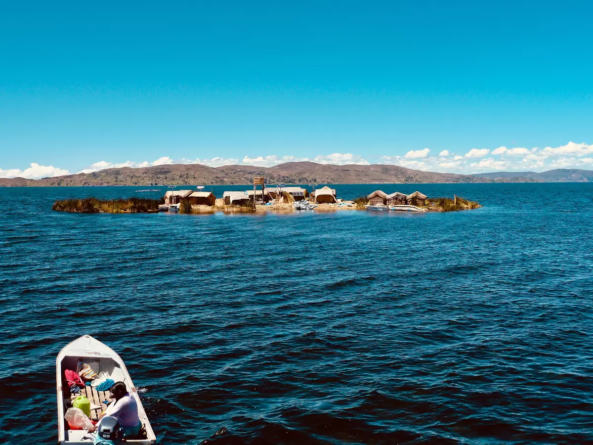 Floating Uros Islands at the Lake Titicaca