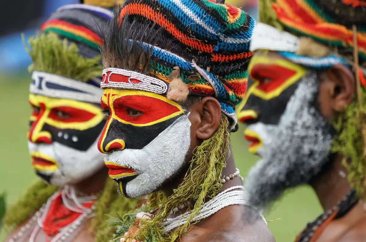Performers in a 'Sing Sing' (a tribal dance event) 
