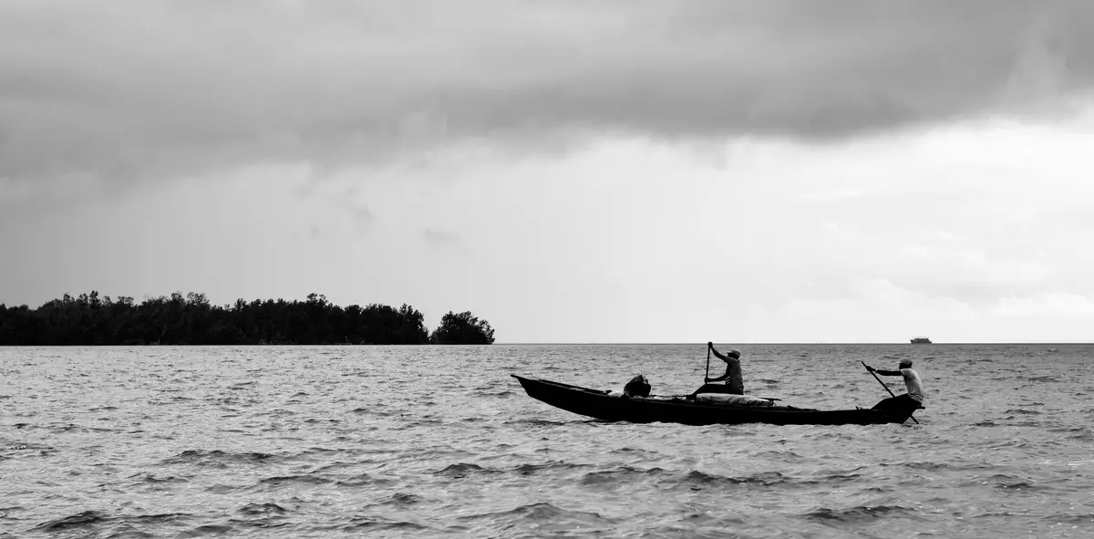 Fishers on Wouri river in Douala