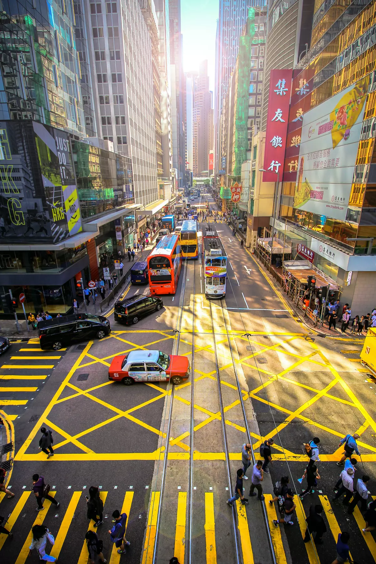 Busy intersection in Central Hong Kong