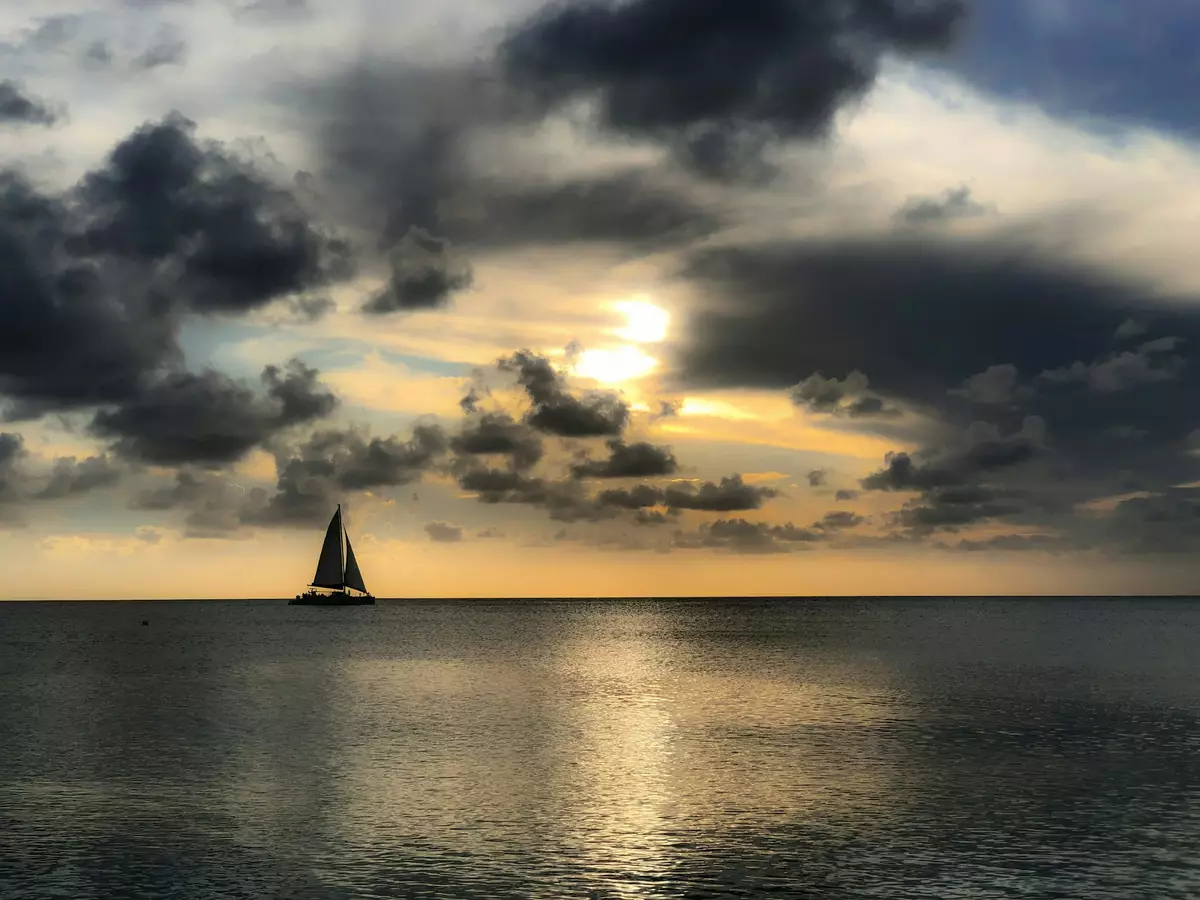 Sailboat riding into the sunset, Grand Cayman