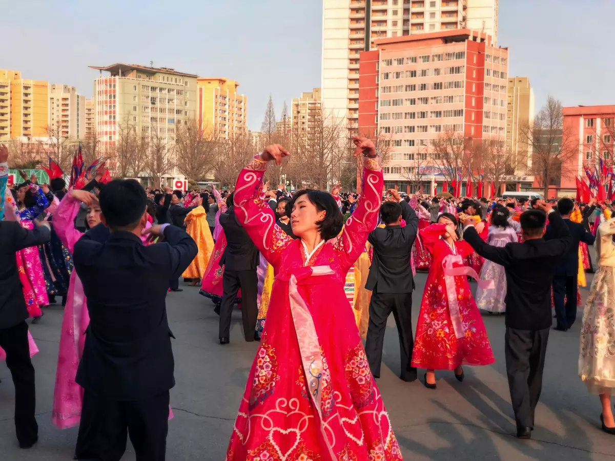 A mass-dance to celebrate the passing of late DPRK leader, Kim Jong Il